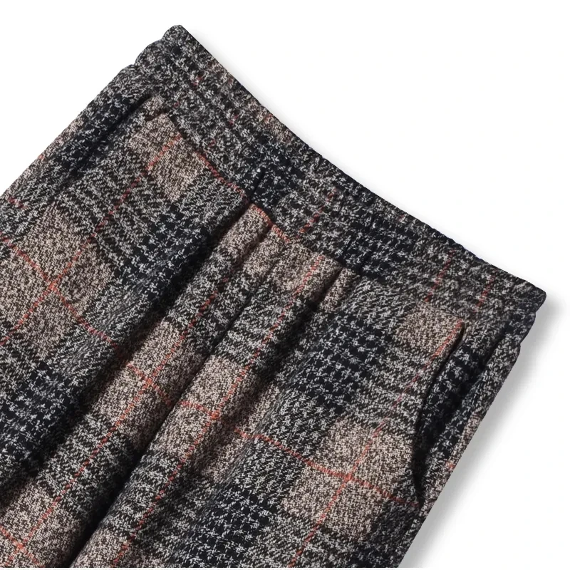 2021Women Autumn Fashion Plaid Woolen Wide-leg Pants Ankle-length Trousers Winter New Thick Skirt Trousers High waist pants A713