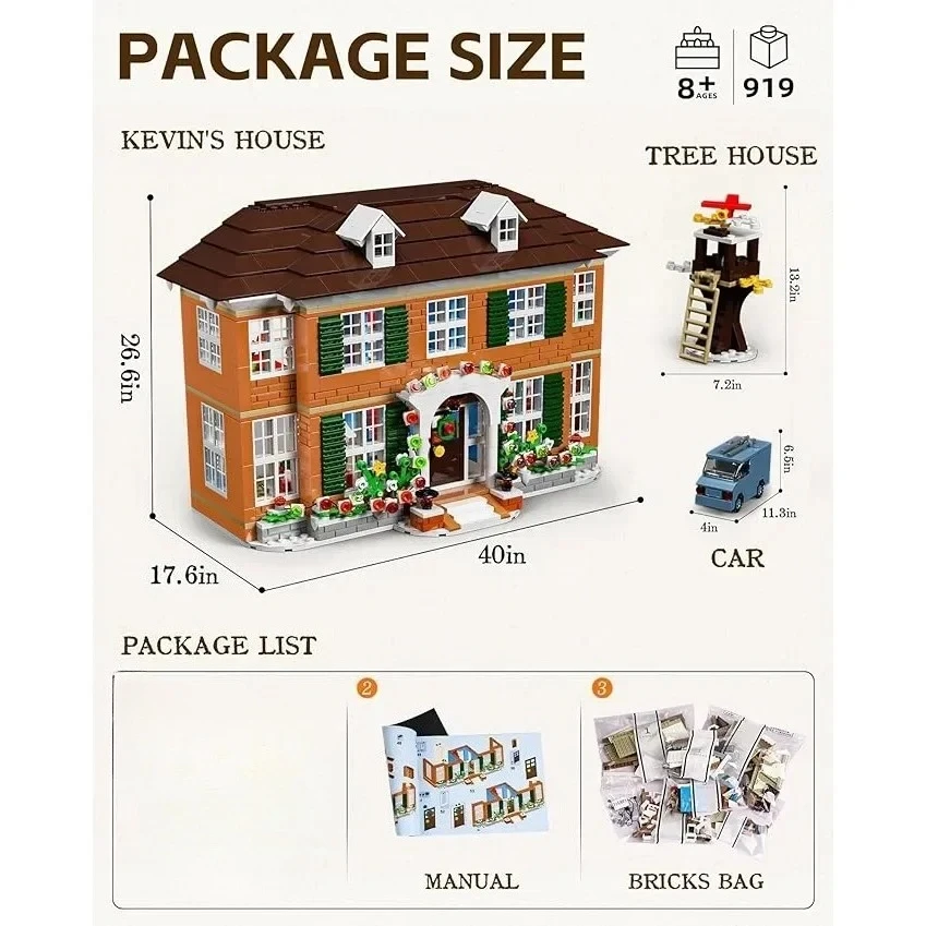 

Kevin Home Building Blocks Set, Ideal House Bricks, Holiday Creative Construction Kit Chrictmas Gift for Movie Fans(1138 Pcs)
