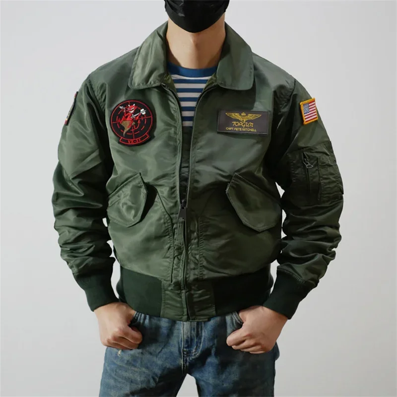 Moive Top Gun: Maverick Cosplay Costume Men Pilot Nylon Jacket American Airforce Uniform Military Style Aviation Coat