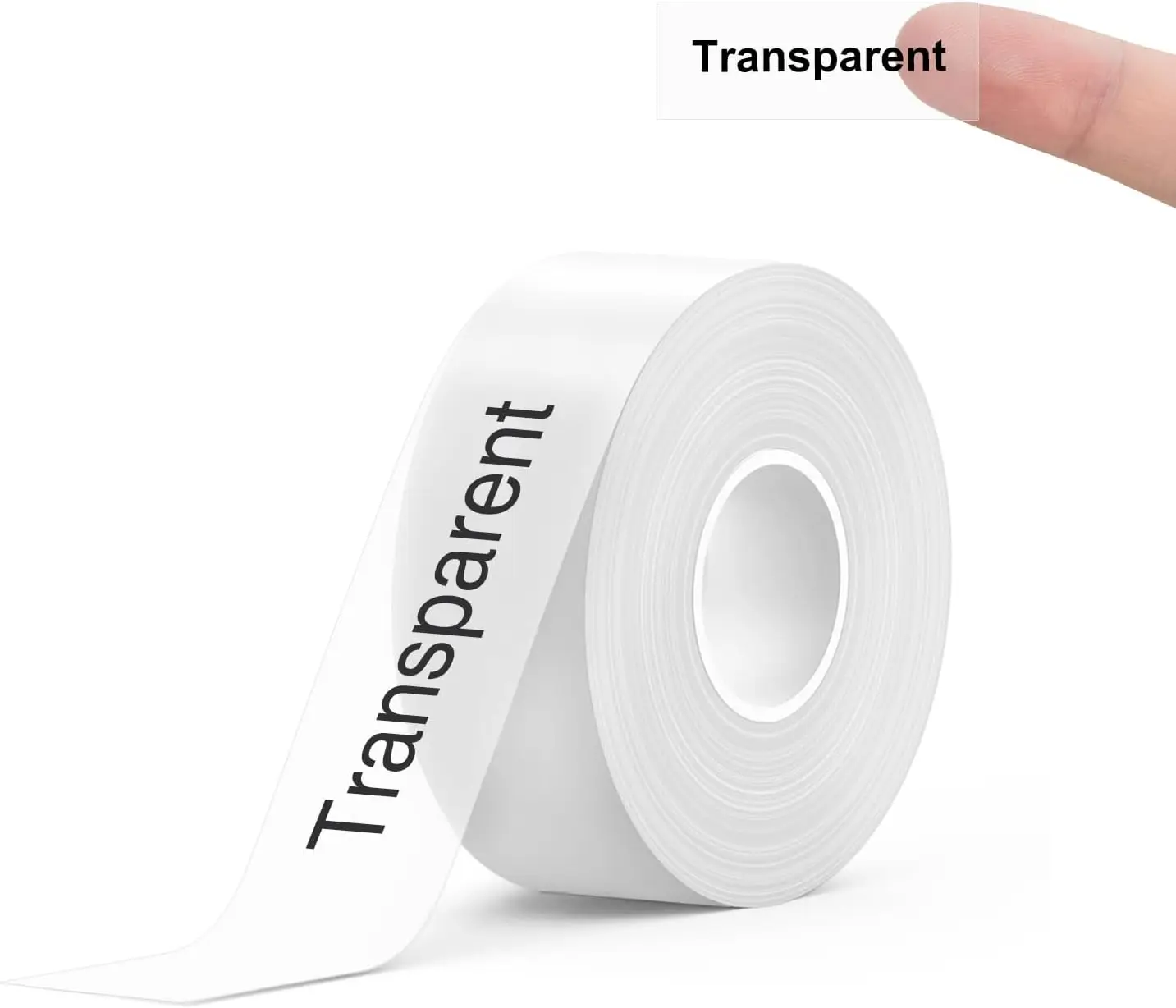 

Label Maker Tape Refill, 0.59in x 19.7ft (15mm x 6m) Transparent Continuous Laminated Thermal Label Tape, Waterproof Oilproof Auto Detect, Black on Clear