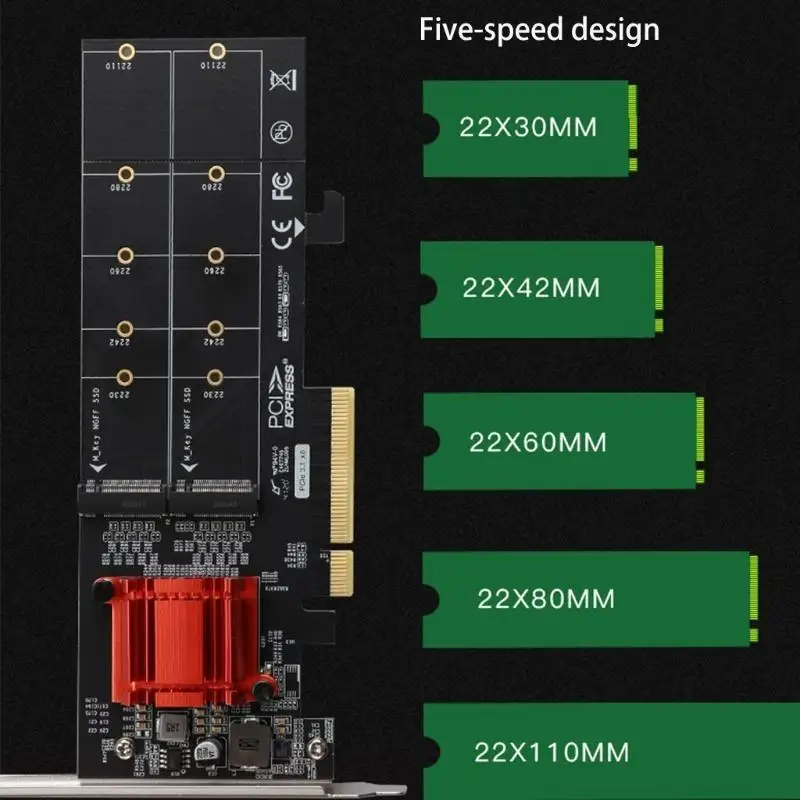 R53C NVMe SSD zu PCI-e 3.1 Erweiterungskartenadapter, unterstützt 2 x für M.2 (für M für K). – Detail 7