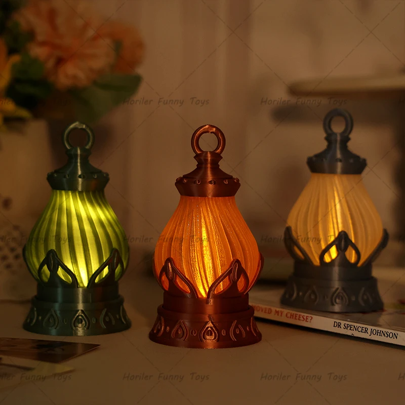 Mini Led Retro Leuchtende Lotus Laterne Simulation Cande Licht Nachtlicht Puppenhaus Miniatur Teelicht Kerzenhalter für Tischplatte