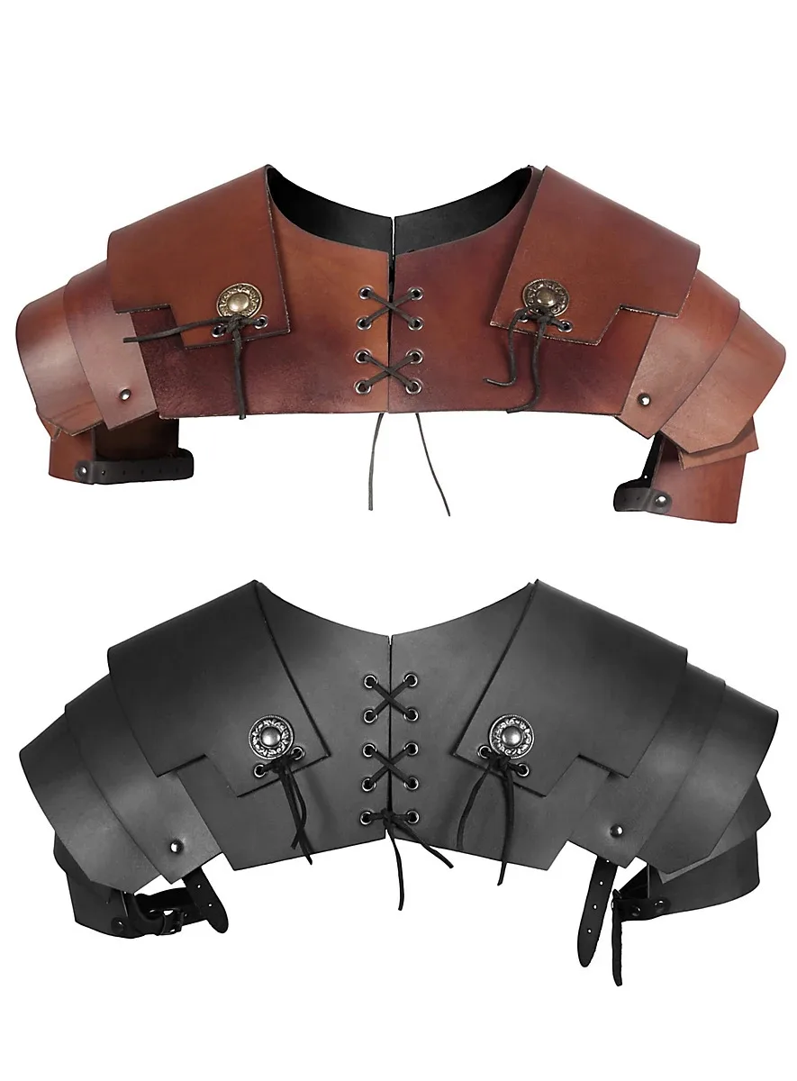 

Retro Black Shoulder Armor Leather Armor Medieval Renaissance Men's Viking Knight Halloween Cosplay Stage Performance Accessory