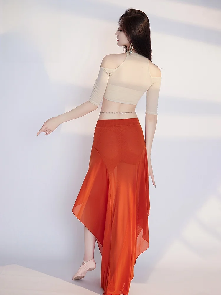 Costume d'entraînement de danse du ventre Original, haut et jupe, Costume de spectacle de couleur Blo, vêtements de sport de danse orientale pour femmes
