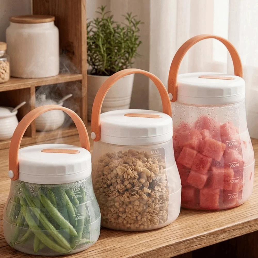 800/1200/1500ml Fresh Keeping Bucket Heat Resistant Leak-Proof Silicone Food Storage Container with Scale with Handle Kimchi Jar - view 4