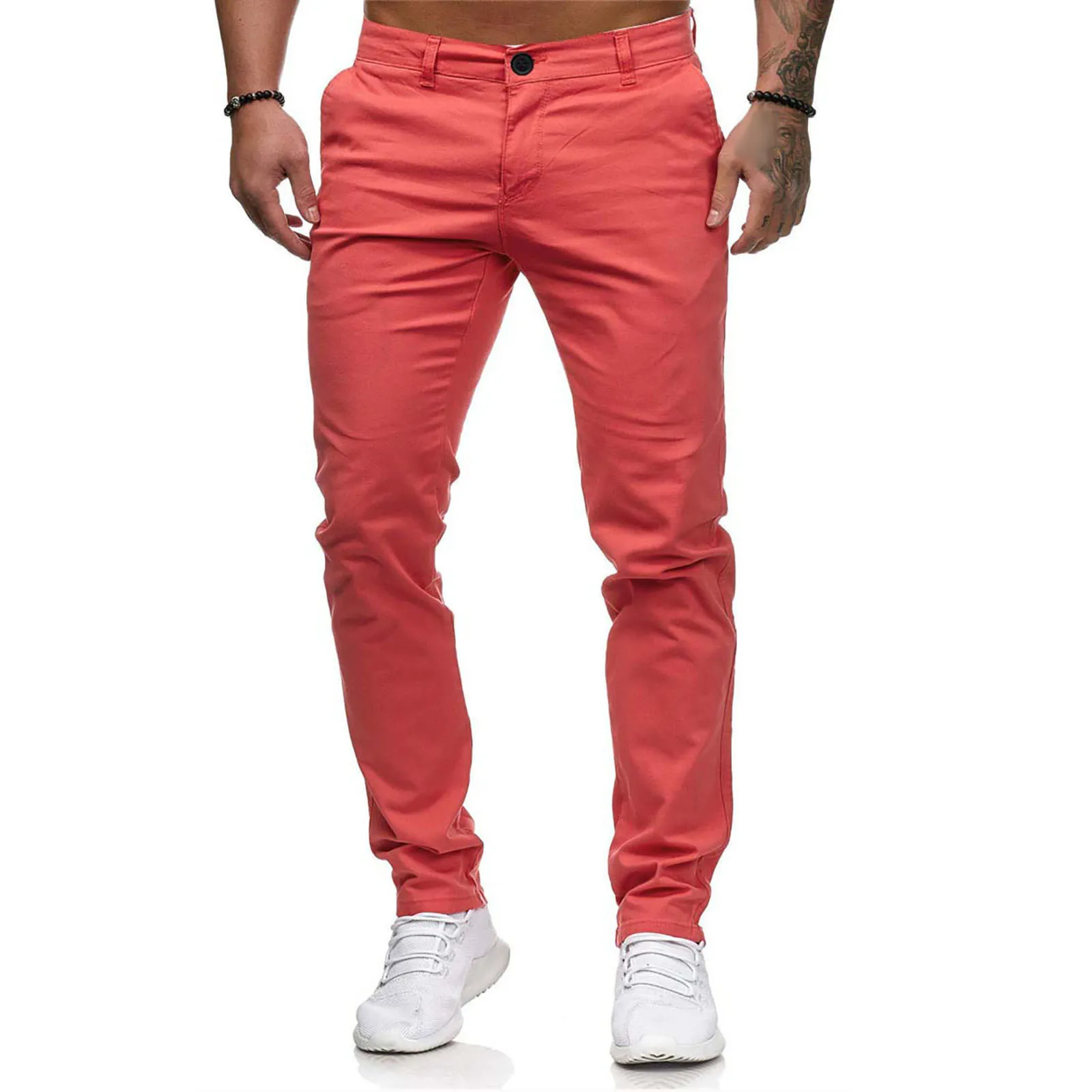 

Spring Summer Casual Jogging Pants Male Classic Pure Color Double Pocket Trousers Slim Fit Zipper Fly Sports Pants Casual Wear