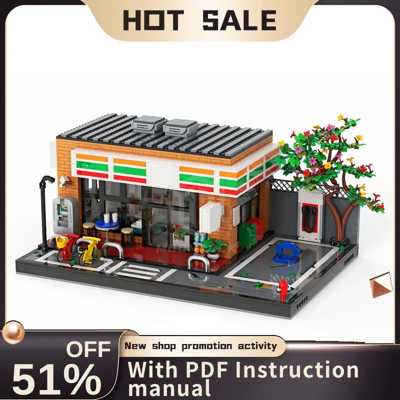 

New 2117Pcs City Hot Selling Street View Moc Modular 7 Store Model Building Blocks Diy Creative Ideas Kids Toys Birthday Gift