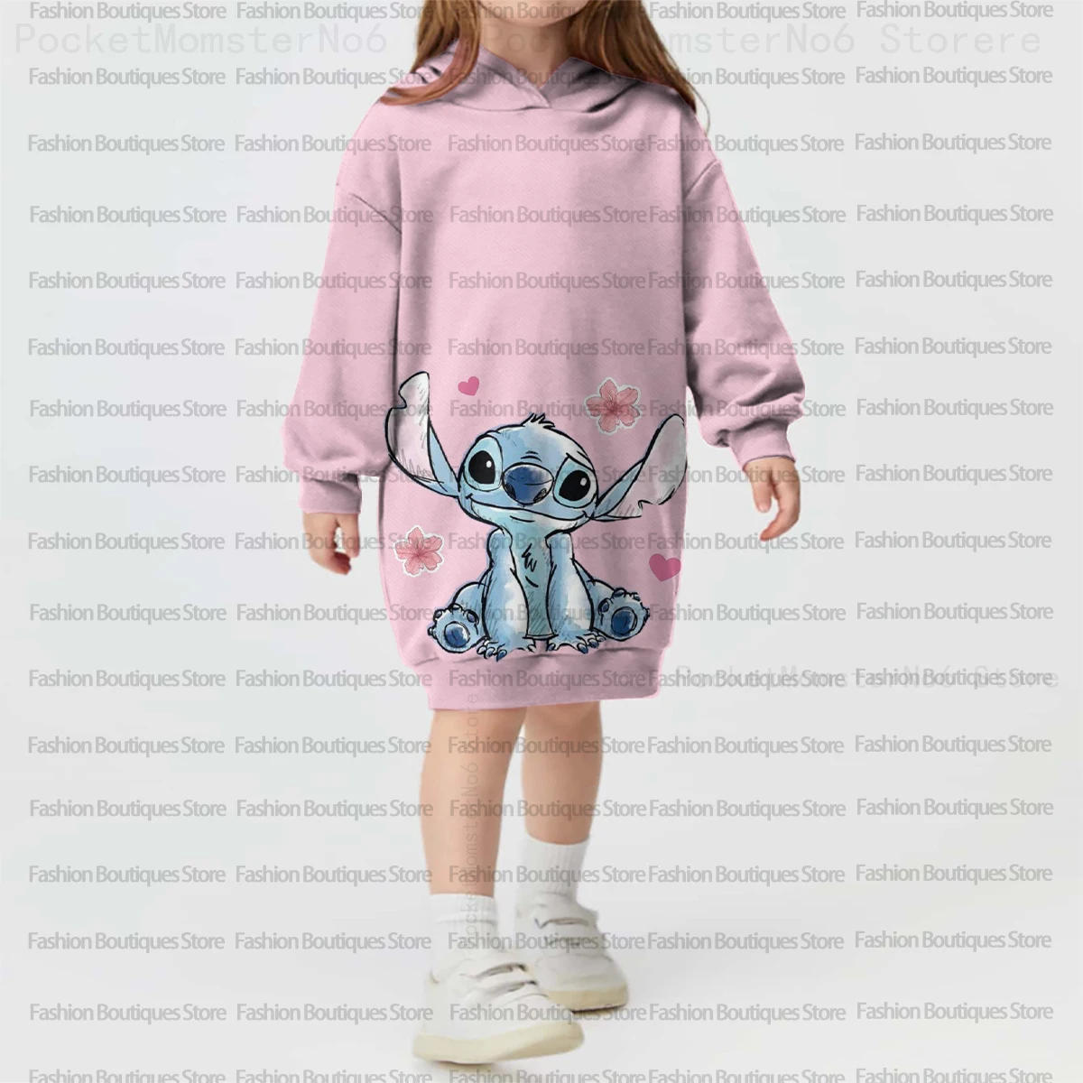 

Осенне-зимняя свободная толстовка с мультяшным принтом Disney Stitch для маленьких девочек, милая, свободная толстовка с длинными рукавами, милая толстовка с капюшоном для дня рождения