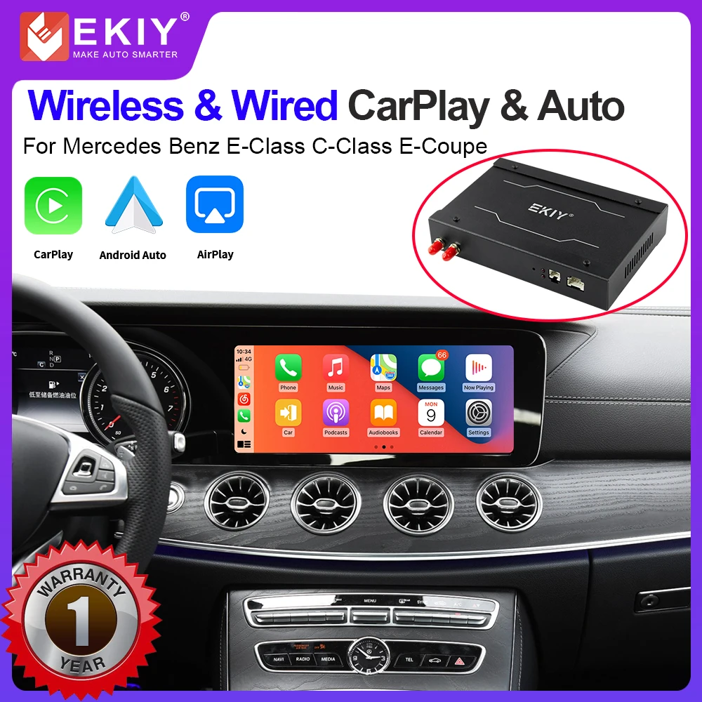 EKIY Wireless CarPlay For Mercedes Benz E-Class C-Class E-Coupe W213 W207 NTG5.5 With Mirror Link AirPlay Car Play Functions