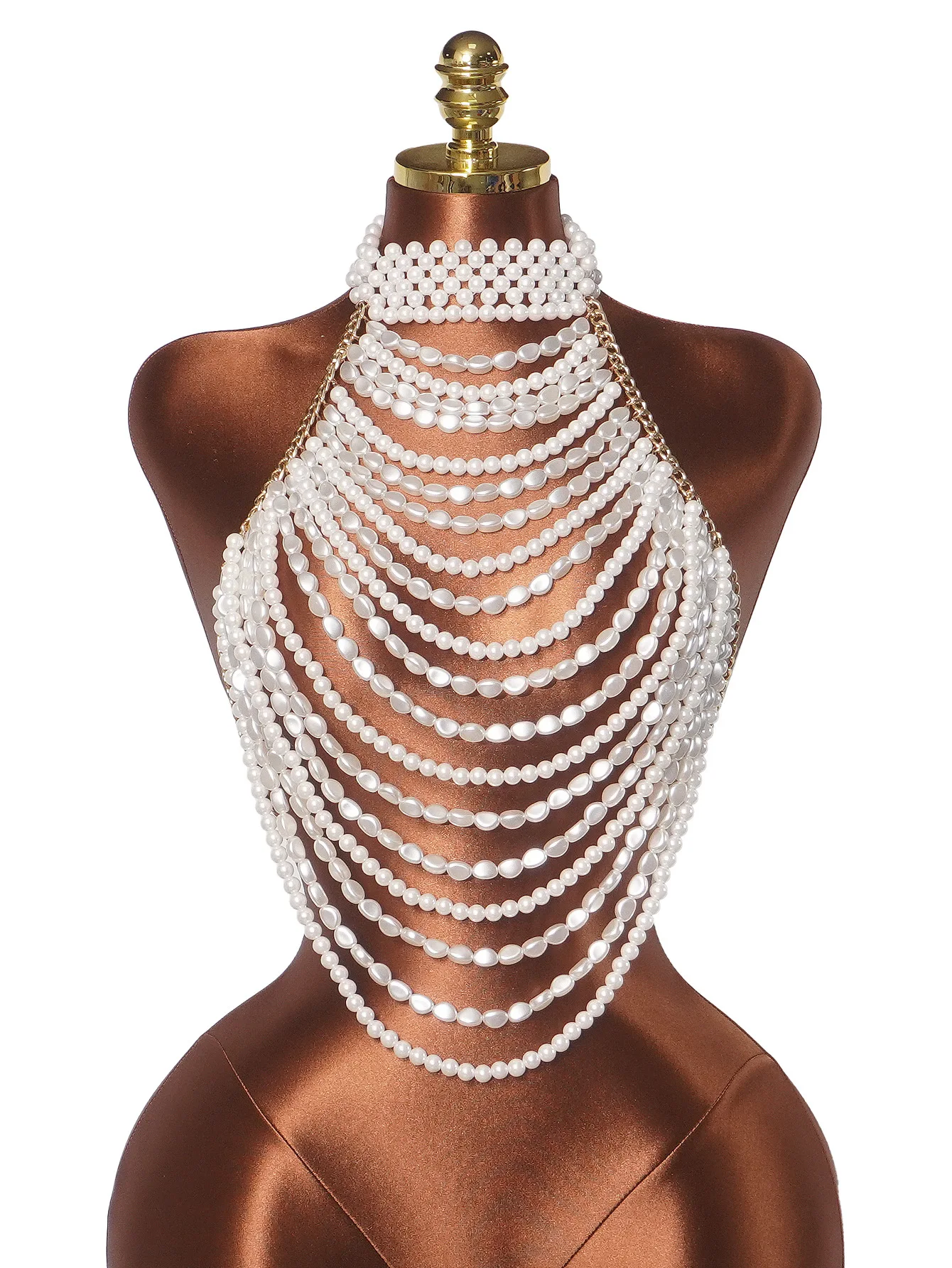 Multi Layer Pearl Camisole, Neck Hanging Body Chain, Handmade Spicy Girl Sexy Vest, Elegant Small Fragrance, Strapless Chain