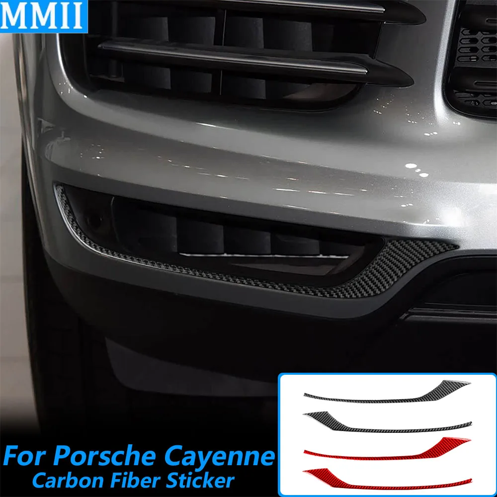Für Porsche Cayenne 9Y0 9YA 9YB E3 2018-2023 Echte Carbon-Faser Frontstoßstange Spoiler Luftmesser Zierleiste Auto-Zubehör Aufkleber