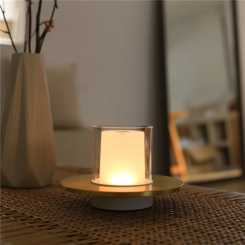 Modern Cordless 2000mah Rechargeable Battery Electric Candle Light Flameless LED Candle Lamp Decorative Vintage Retro Minimalist