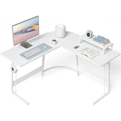 L Shaped Gaming Desk Computer Office Desk, 47 inch Corner Desk with Large Monitor Stand for Home Office Study Writing