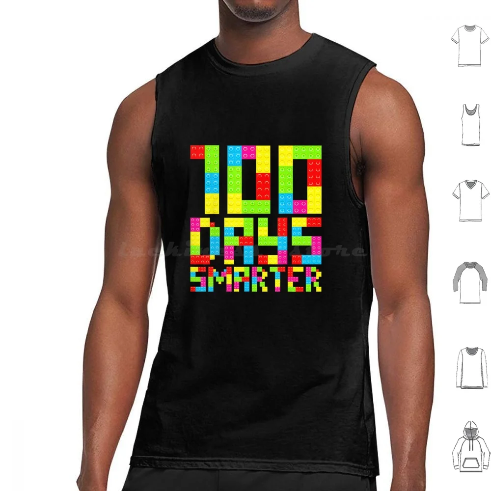 100 Days Smarter Building Blocks Happy 100 Days Of School Tank Tops Print Cotton 100daysofschool 100dayssmarter