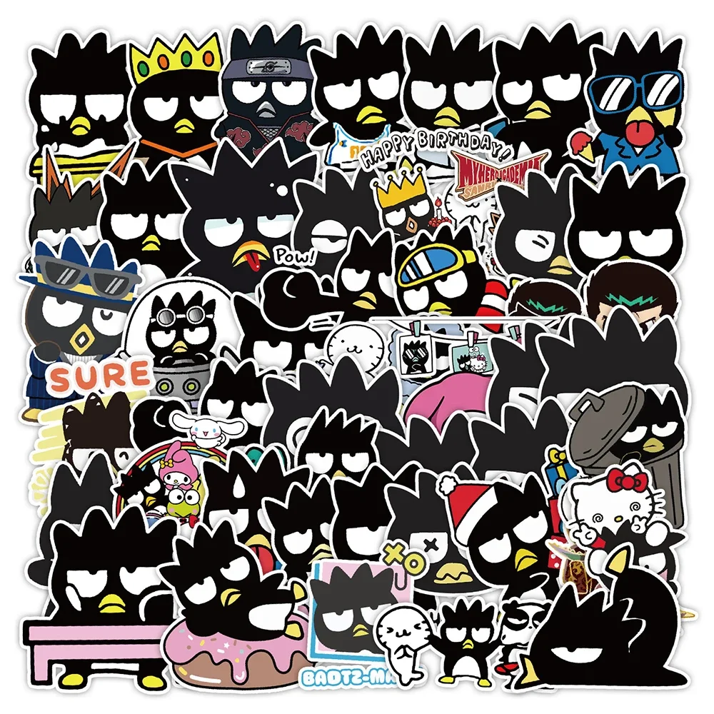 50PCS Anime Bad Badtz Maru Graffiti Stickers Cute Sanrio Decal Diary DIY Guitar Laptop Phone Suitcase Bike Decals Kids Toy Gift
