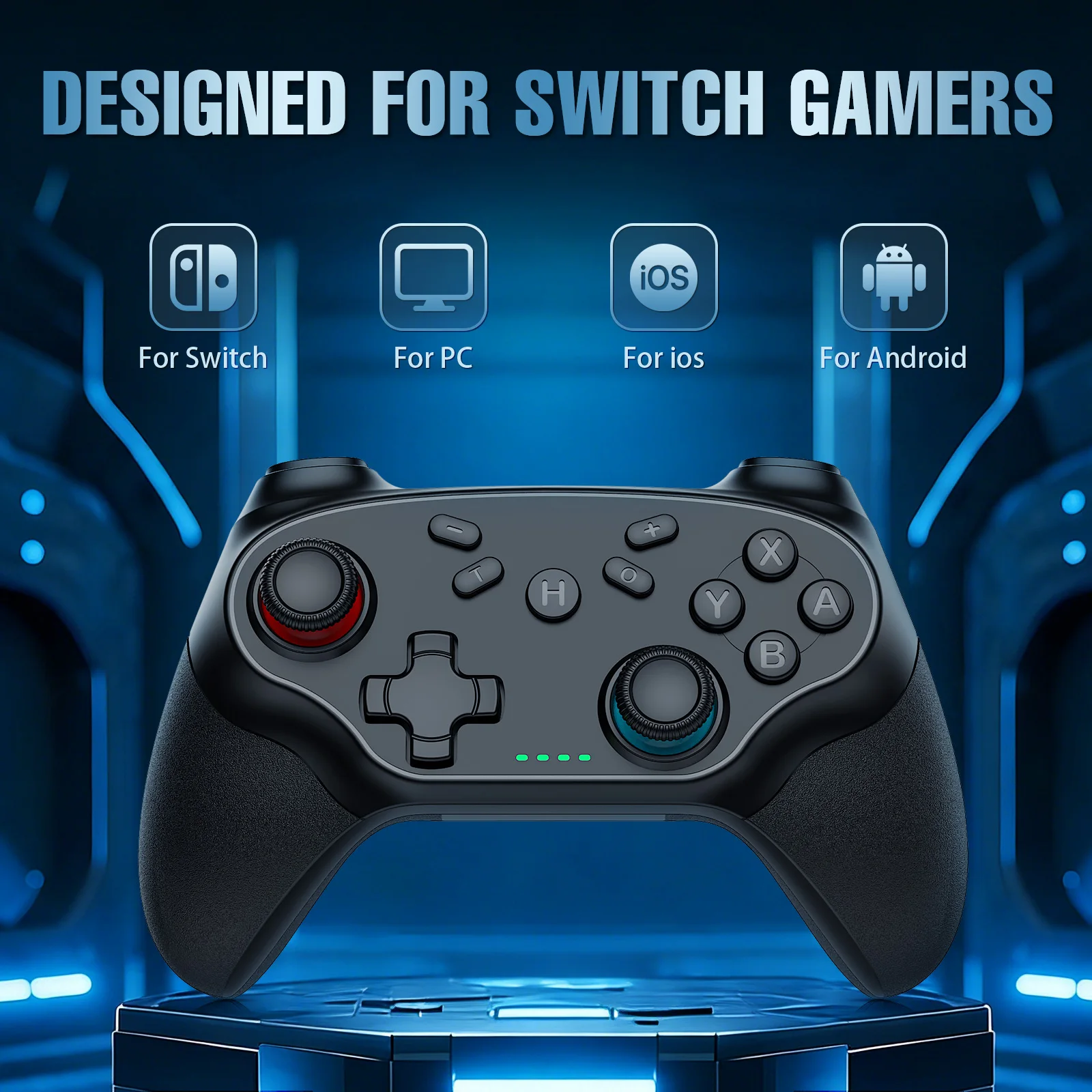 Immagine 3: Gamepad per Nintendo Switch/Pro/OLED/PC, Controller Wireless Bluetooth con Vibrazione e Turbo, Joystick per Giochi