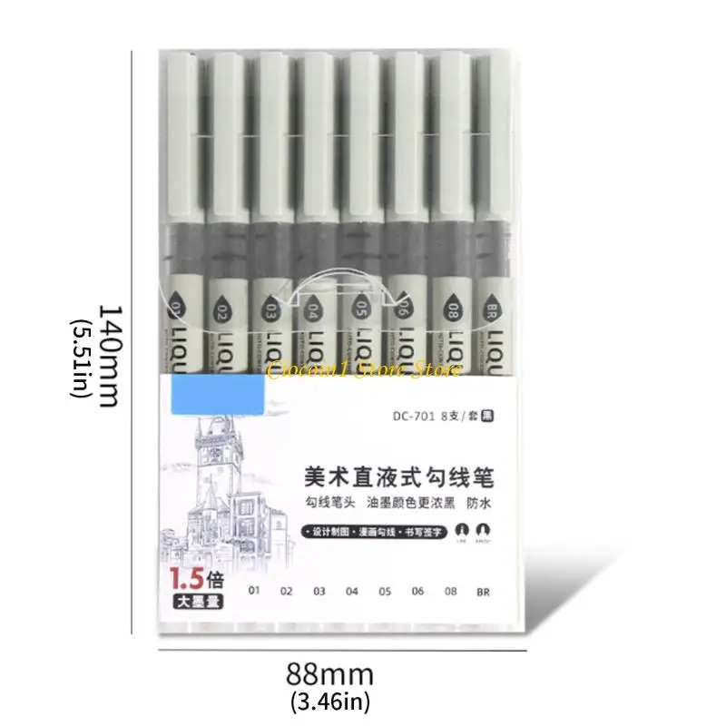A3PC 3/4/5/6/7/8 pezzi Set penne da disegno impermeabili per schizzi fumetti