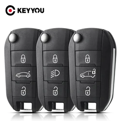 KEYYOU dla Peugeot 208 2008 301 308 508 5008 RCZ dla Citroen c-elysee C4-Cactus reflektor środkowa obudowa pilota bez kluczyka 3 pojemniczek na guziczki