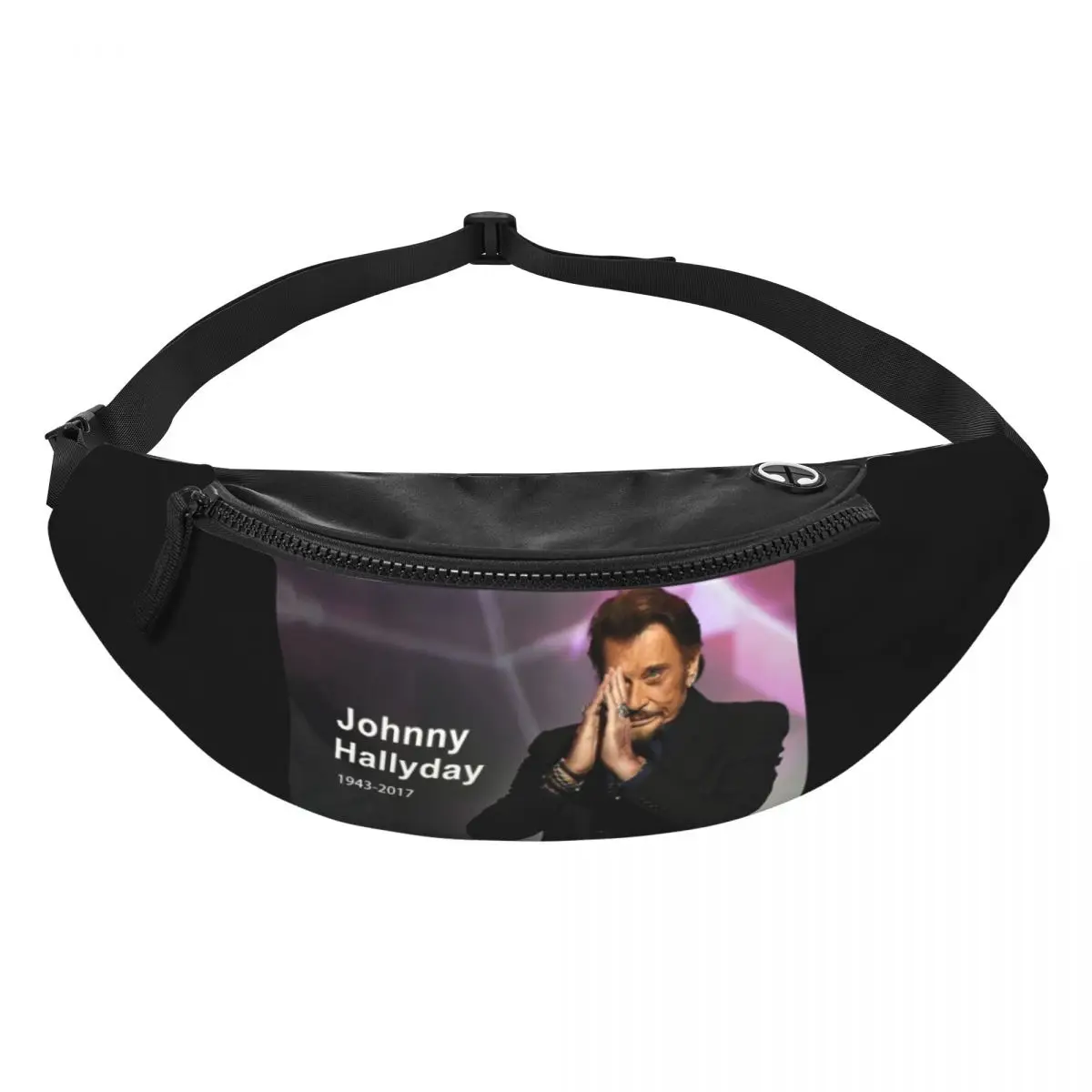 Custom Rock Johnny Hallyday Fanny Pack Men Women French Singer Music Crossbody Waist Bag for Travel Cycling Phone Money Pouch