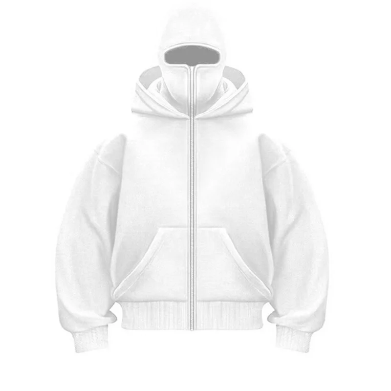 Men/Women Autumn Winter Unique design Mask Double Layer hooded zipper hoodie Sweatshirt Men cardigan Hooded Daily sportswear