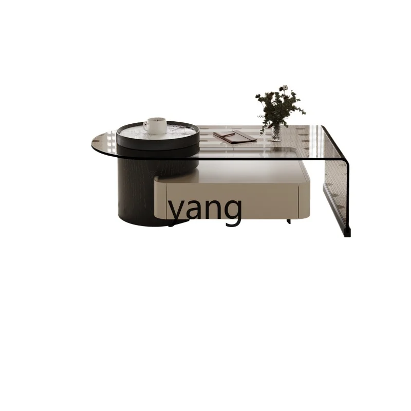 

LTT Italian minimalist retractable coffee table living room home tempered glass high-end tea table rectangle