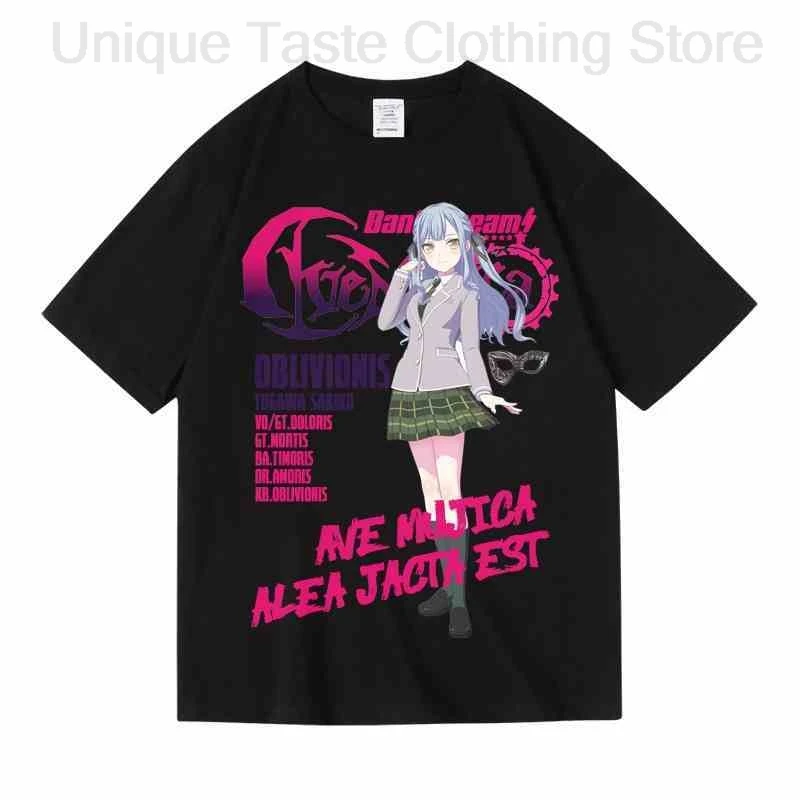 BanG Dream Ave Mujica T Shirt Cartoon Fashion Doloris Amoris Mortis Timoris Oblivionis Print T-shirt Cotton Short Sleeve Tee Top
