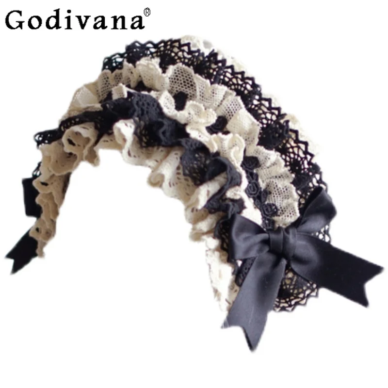 

Women Lace Headwear Cosplay Hair Hoop Anime Maid Lovely Sweet Headband Lolita Hand Made for Girls Gift Hair Accessory