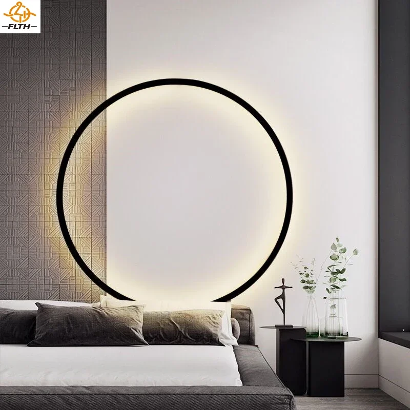 

Modern Minimalist Wall Lamp LED Round Design Wall Art for Background Home Decoration Bedroom Living Room Sofa Lights