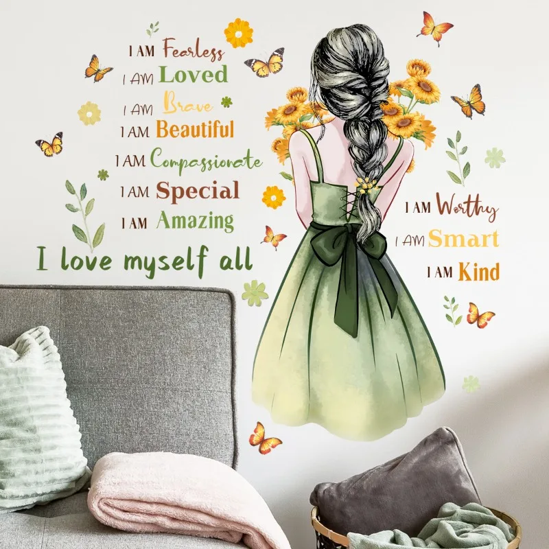 Multicolor Wall Stickers Butterflies Flower Accessories Wall Decal Self-adhesive DIY Wall Decorative Sticker Girl Bedroom