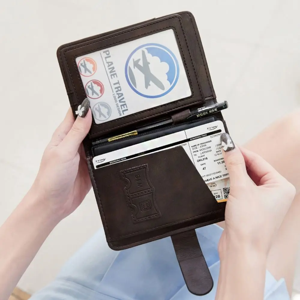 

Card Holder PU Passport Bag Passport Cover Ticket Holder Travel Wallet Multifunctional Purse Certificate Storage Bag