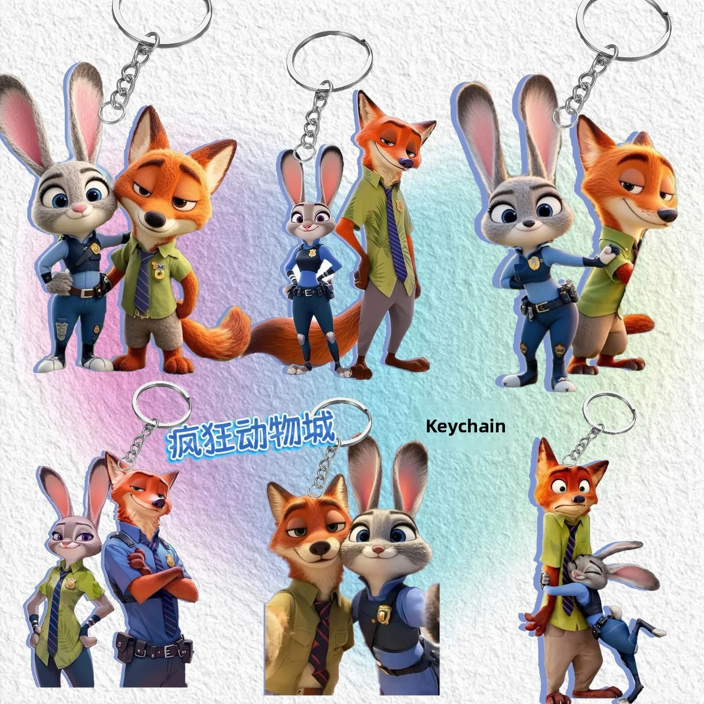 

Accessories Crazy Animal City Cartoon Peripheral Acrylic Keychain Fox Nick Rabbit Judy High Value School Bag Pendant Doll