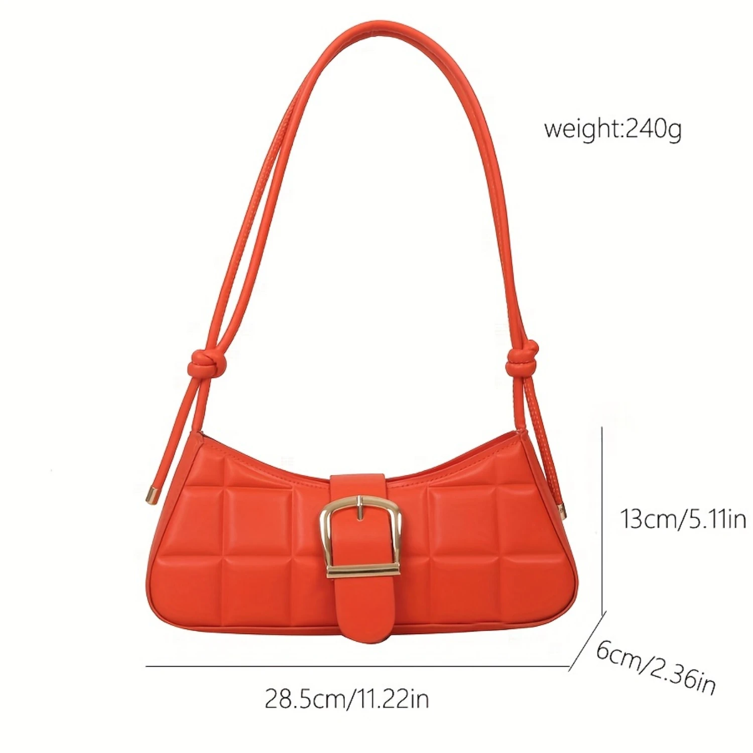 Checkered Pattern Shoulder Bag, Trendy Buckle Crescent Handbag, Women's Solid Color Underarm Purse