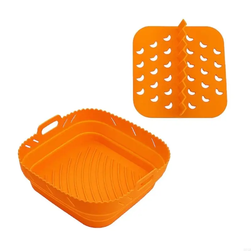 D0ab Air Fryers Silicone Basket Tấm vuông có thể tái sử dụng không khí Fryers Nấu các phụ kiện có thể gập được công cụ nướng khí