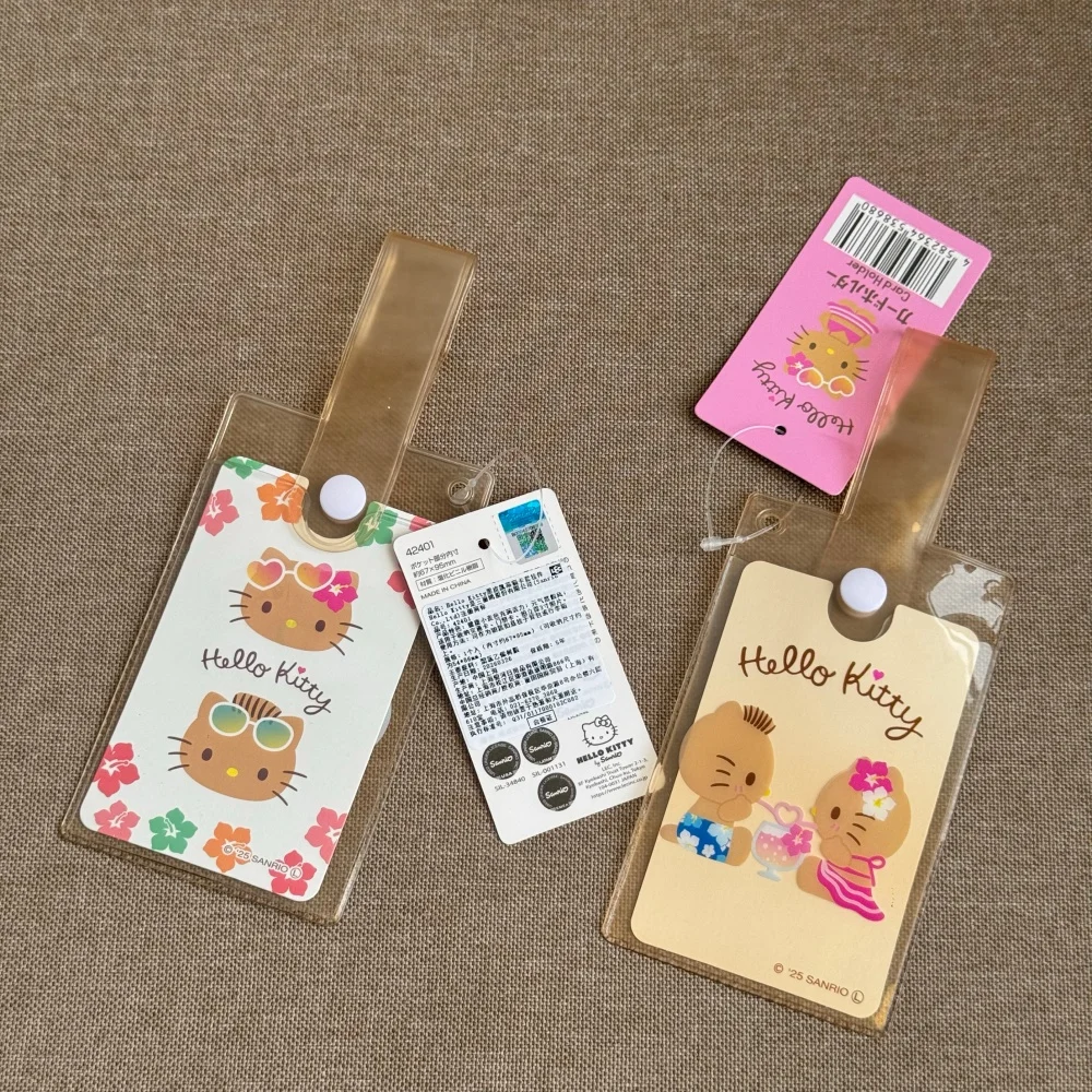 Genuine Sanrio Hello Kitty Clear Card Holder Cute Tanned Kitty ID Badge Case for Bus Card Work Pass Travel Girls Gifts view 5