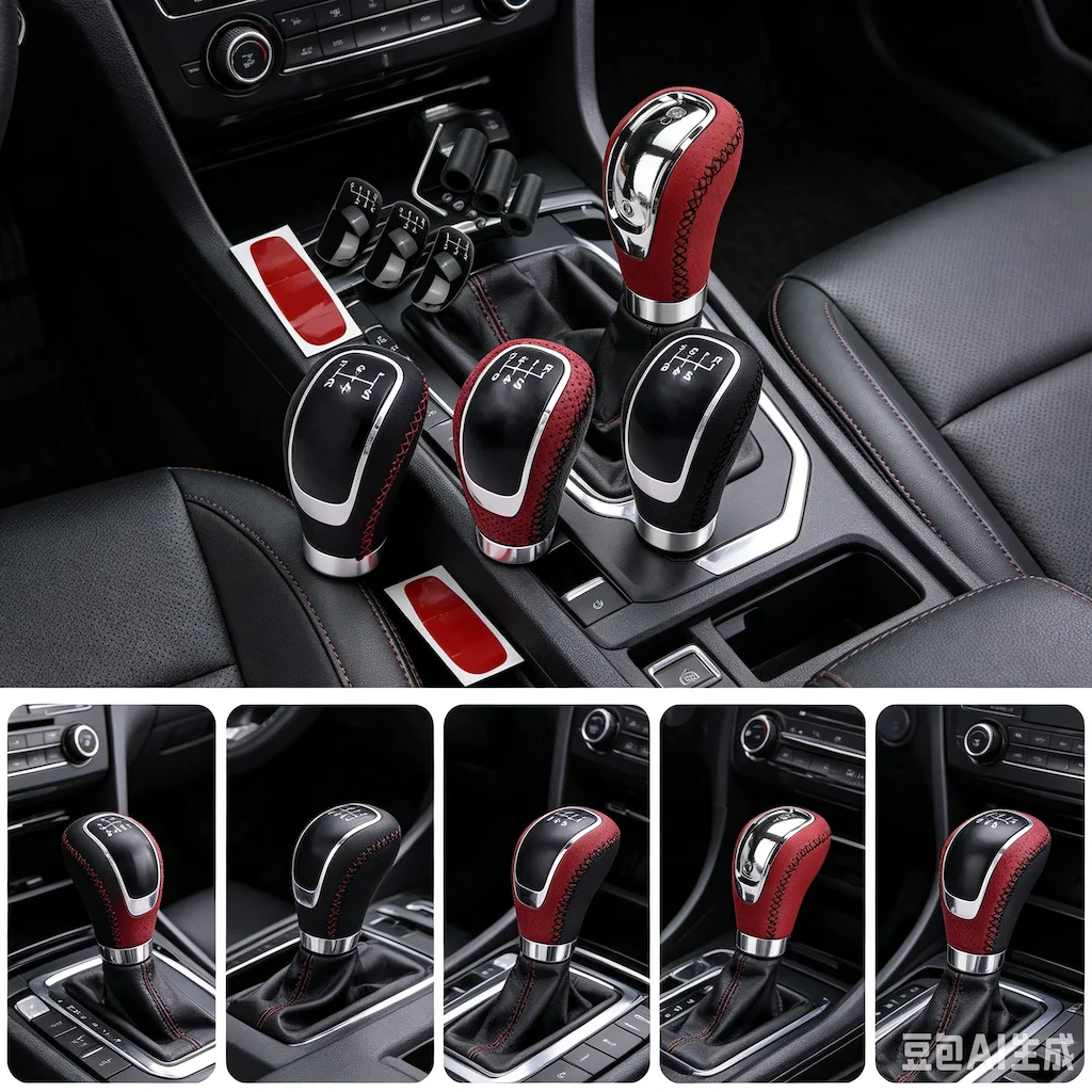 Universal Car Leather Shifter Gear Shift Knob Stick Aluminum Transparent Manual Head Lever AT MT Car Accessories