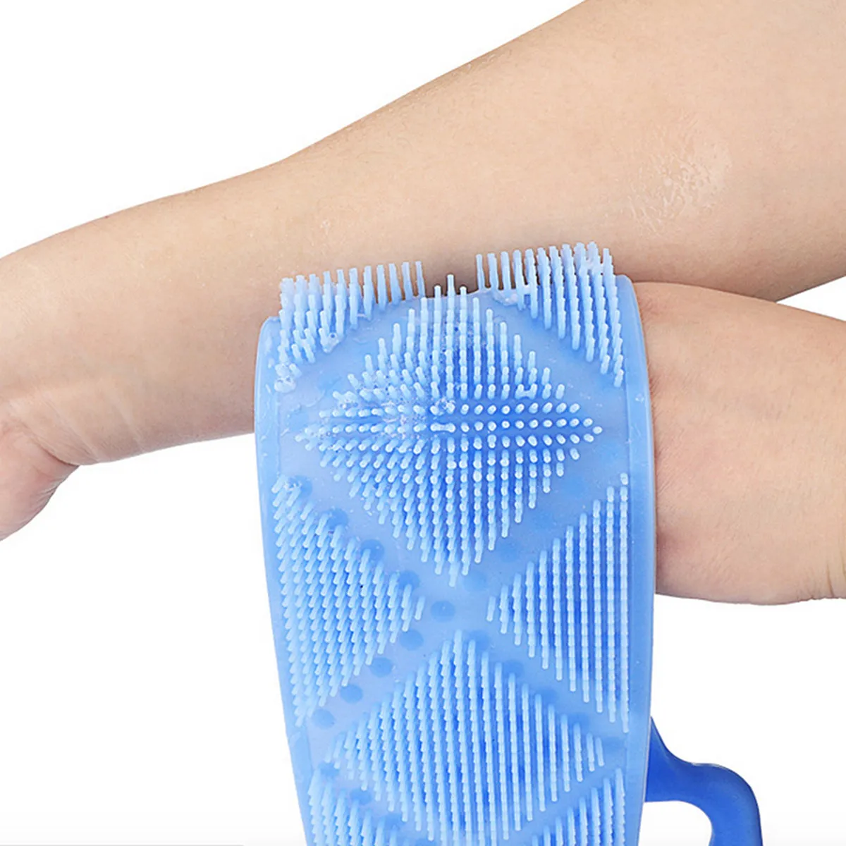 

Silicone Back Scrubber Strip Long Durable Portable Back Bath Towel Deep Clean Hard-to-Reach Skin for Shower Blue