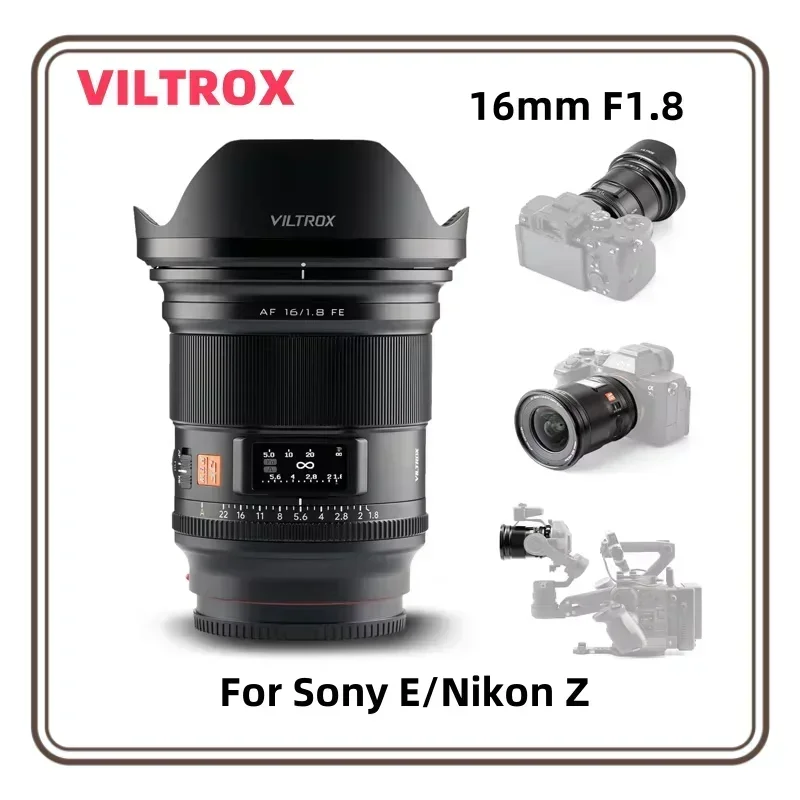 

Широкоугольный объектив Viltrox 16mm F1.8 AF FE Fisheye для полнокадровых камер Sony E ZVE10 A7IV A7SIII, Nikon Z Zfc Z30 Z50 Z5 Z6 Z6II