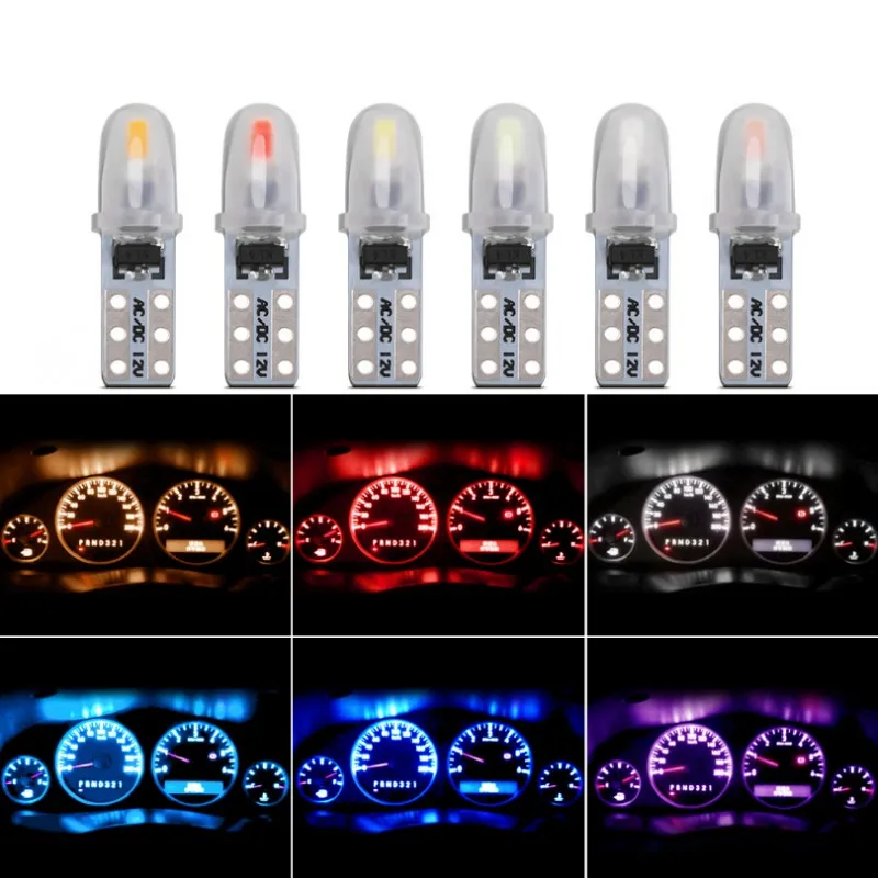 T5 Auto Car Dashboard Lights 2 3014 SMD Reading Instrument Panel Lamp No Polarity Led Bulb White 12V DC