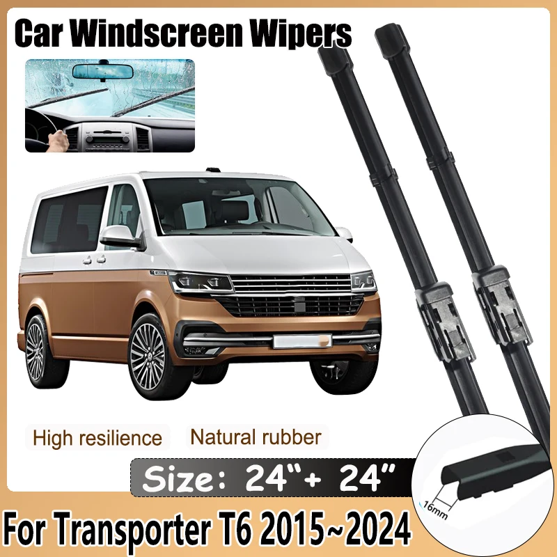 Car Wiper Blade For Volkswagen VW Transporter T6 2015~2023 2024 Rubber Strip Wipe Cleaning Brushe Protect Windshield Accessories