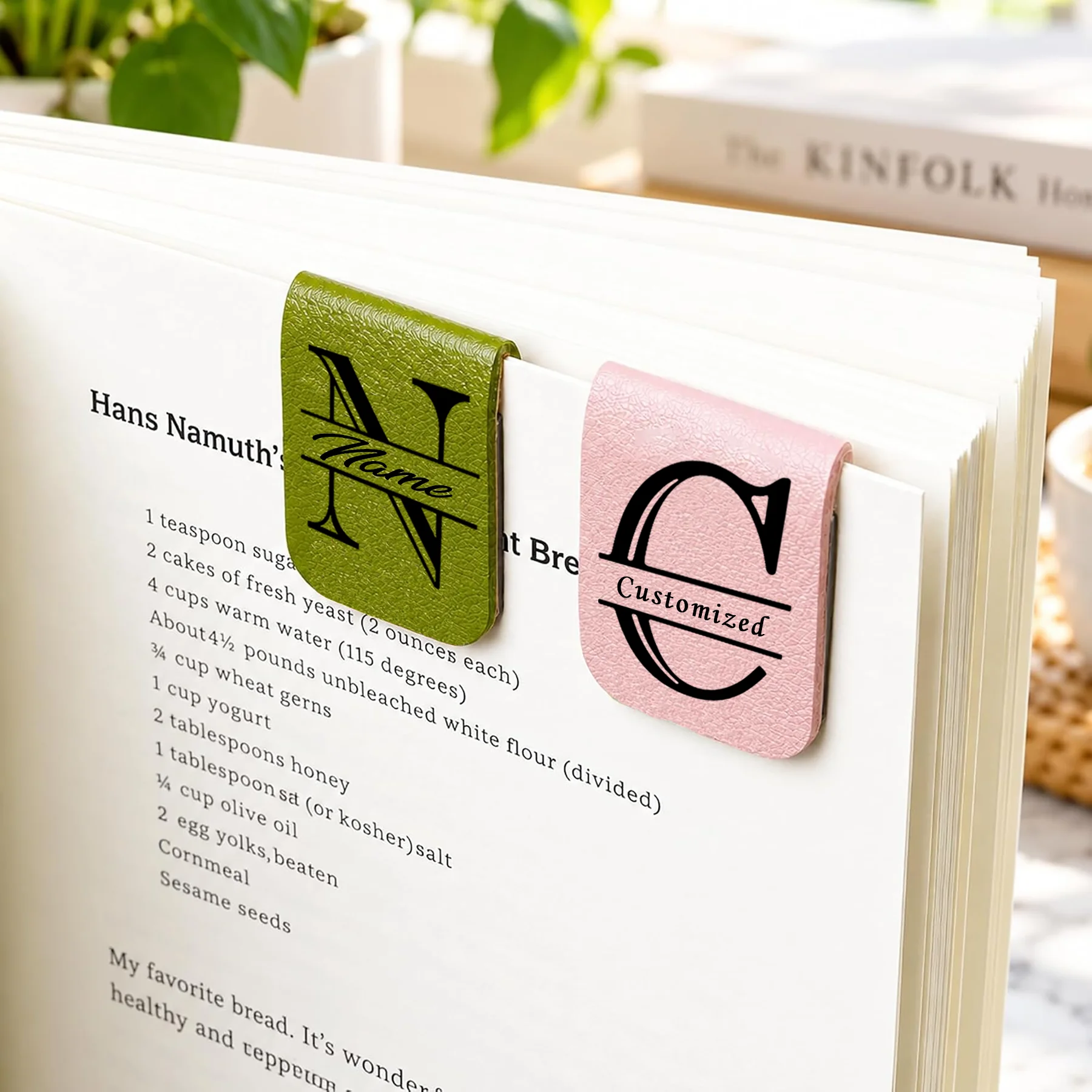 1Piece Custom Magnetic Bookmark with Initials&Name,Personalized Leather Page Marker,Book Lover Birthday Reading Gift