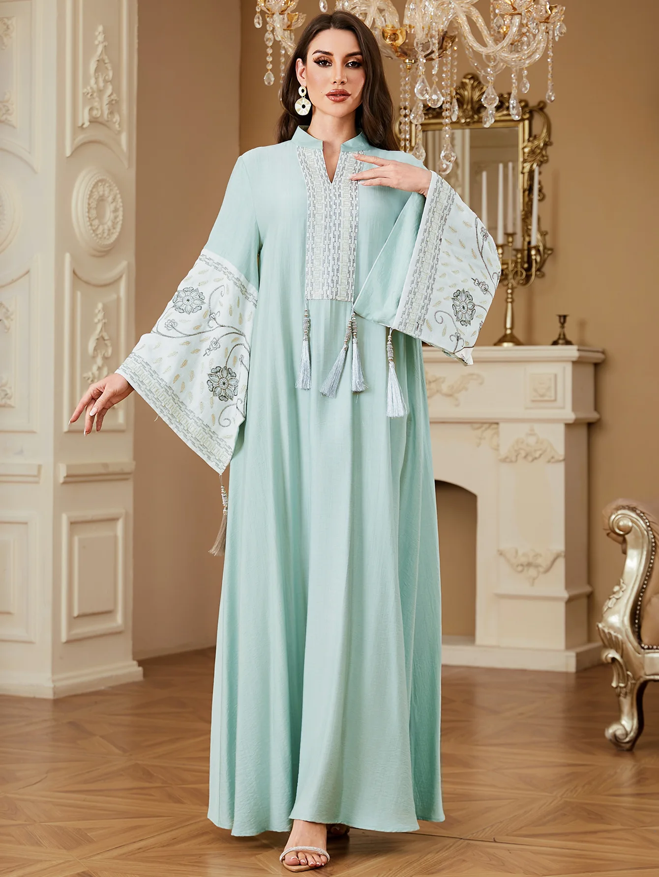 イード・アバヤ 女性用パーティードレス 刺繍入りジャラビーヤ エレガントなムスリム ドバイ ベスティドス・ラルゴ ラマダン モロッコ 礼拝用カフタン アバヤス 2026