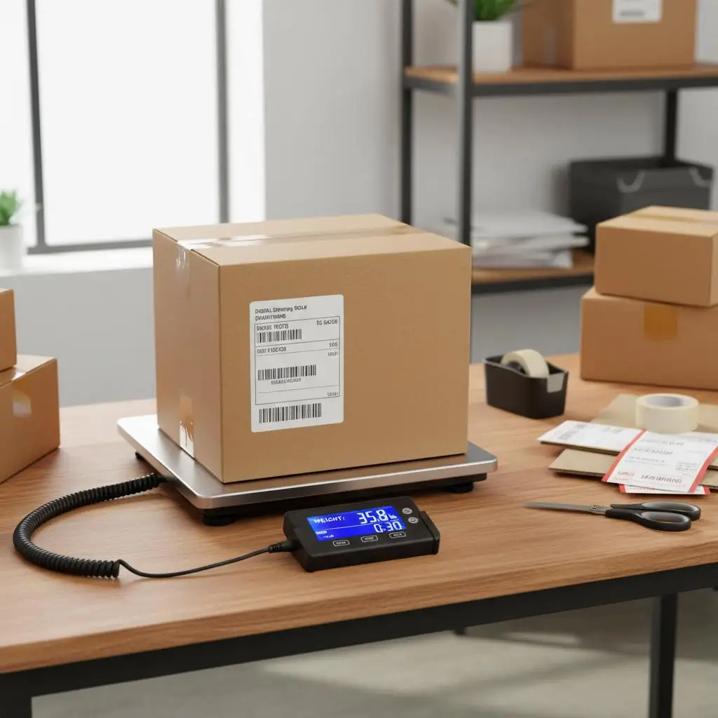 

Прочные курьерские весы с высокой грузоподъемностью 440 фунтов (200 кг) x 1,7 унции (0,05 кг) для багажа, дома, почтового отделения, с функцией тарирования, таймером и HD LCD-экраном.