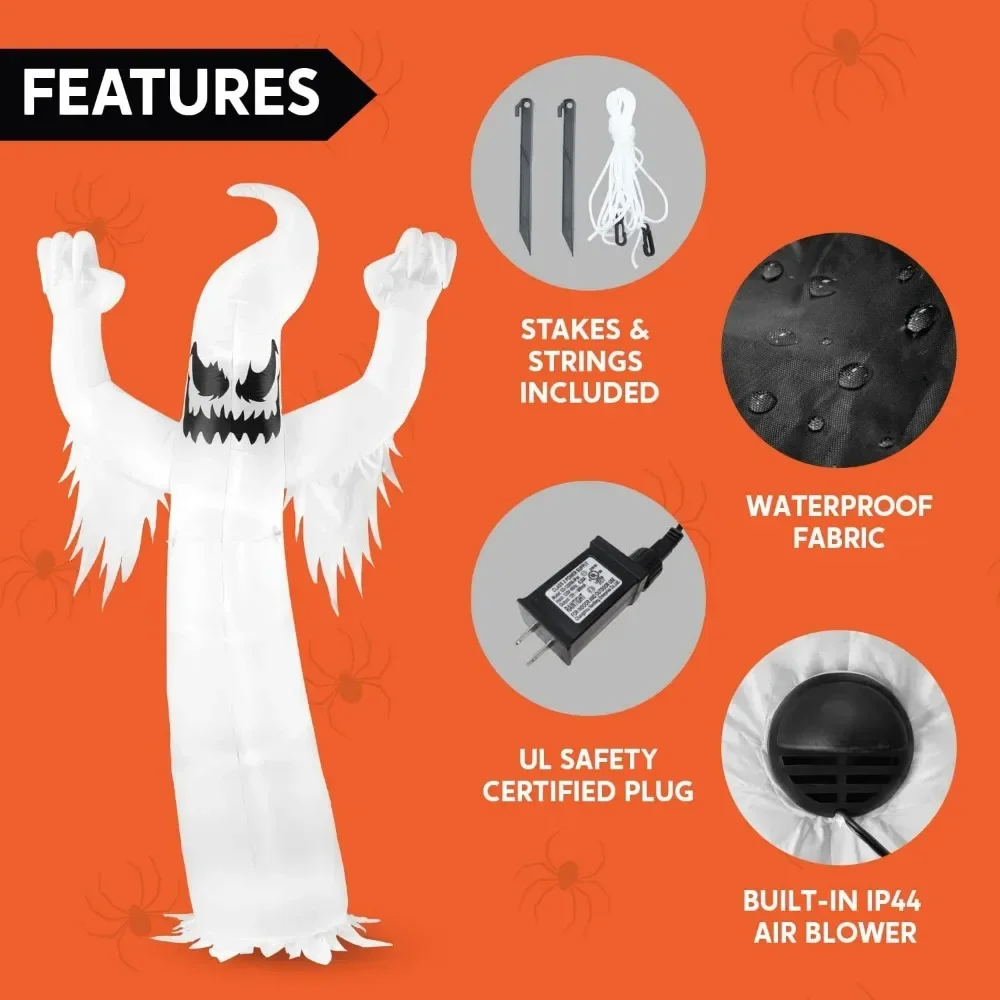 12 Ft Tall Halloween Inflatable Scary Spooky Ghost Inflatable Yard Decoration with Build-in LEDs Blow Up Ghost Inflatables