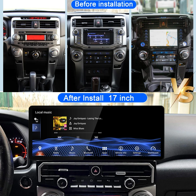 For Toyota 4 Runner 2010-2022 17 inch car Radio Multimedia Video Player Android 13 Carplay Android Auto 4G WIFI GPS Navigation