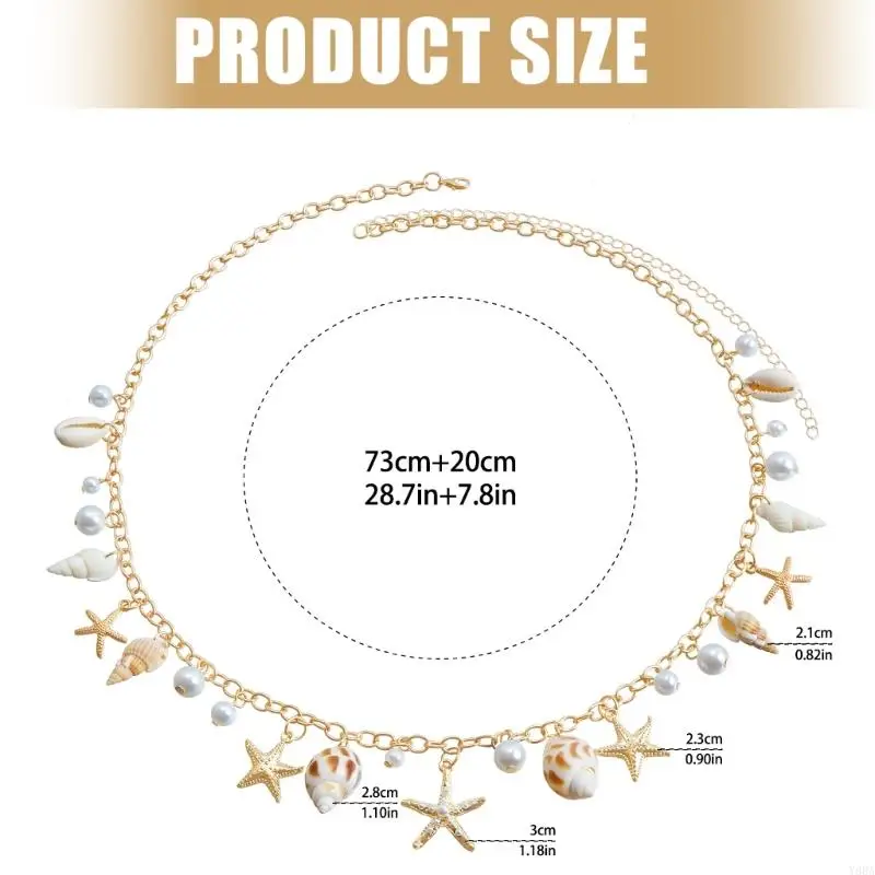 Y88A OCEAN Chủ đề chuỗi vòng eo với ngọc trai sao biển Decors Chain Chuỗi trang sức