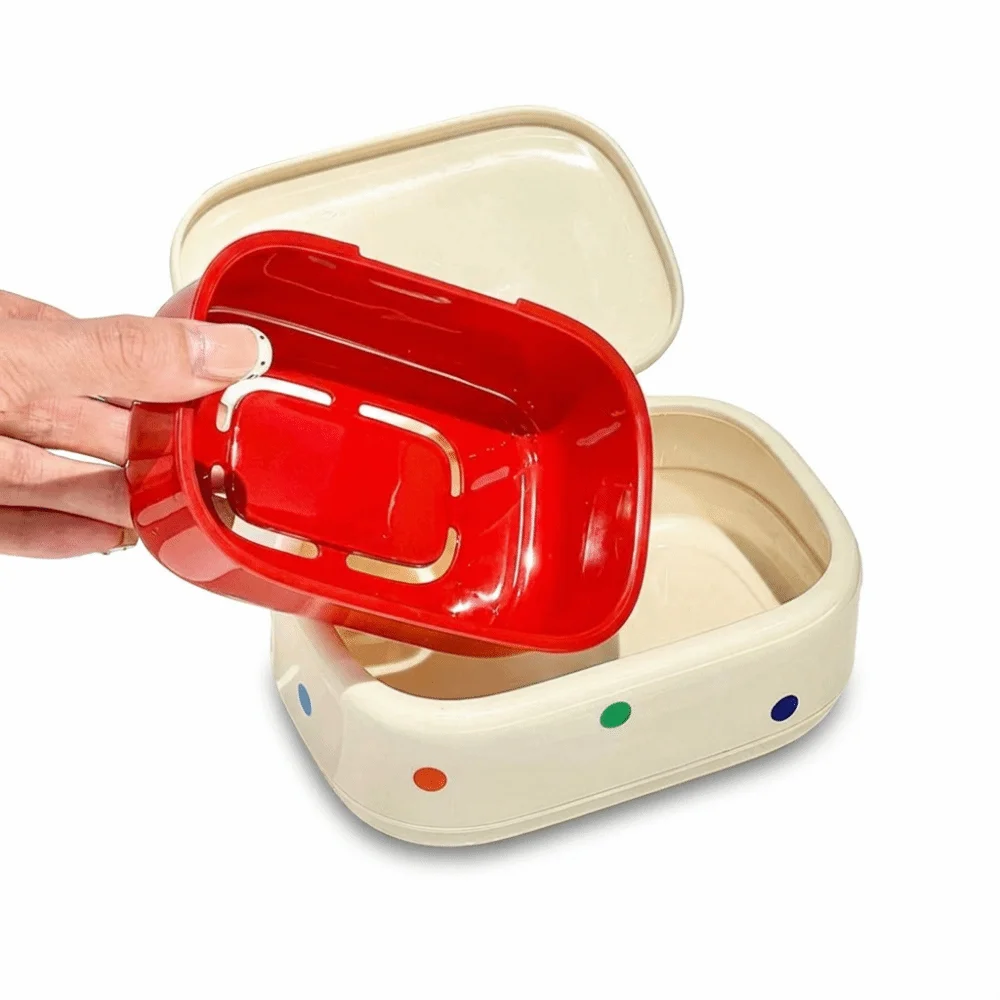 Creative Dopamine Soap Holder Drain Tray White&red Drainage Soap Dish Dot Bow Soap Tray Hotel Ornament