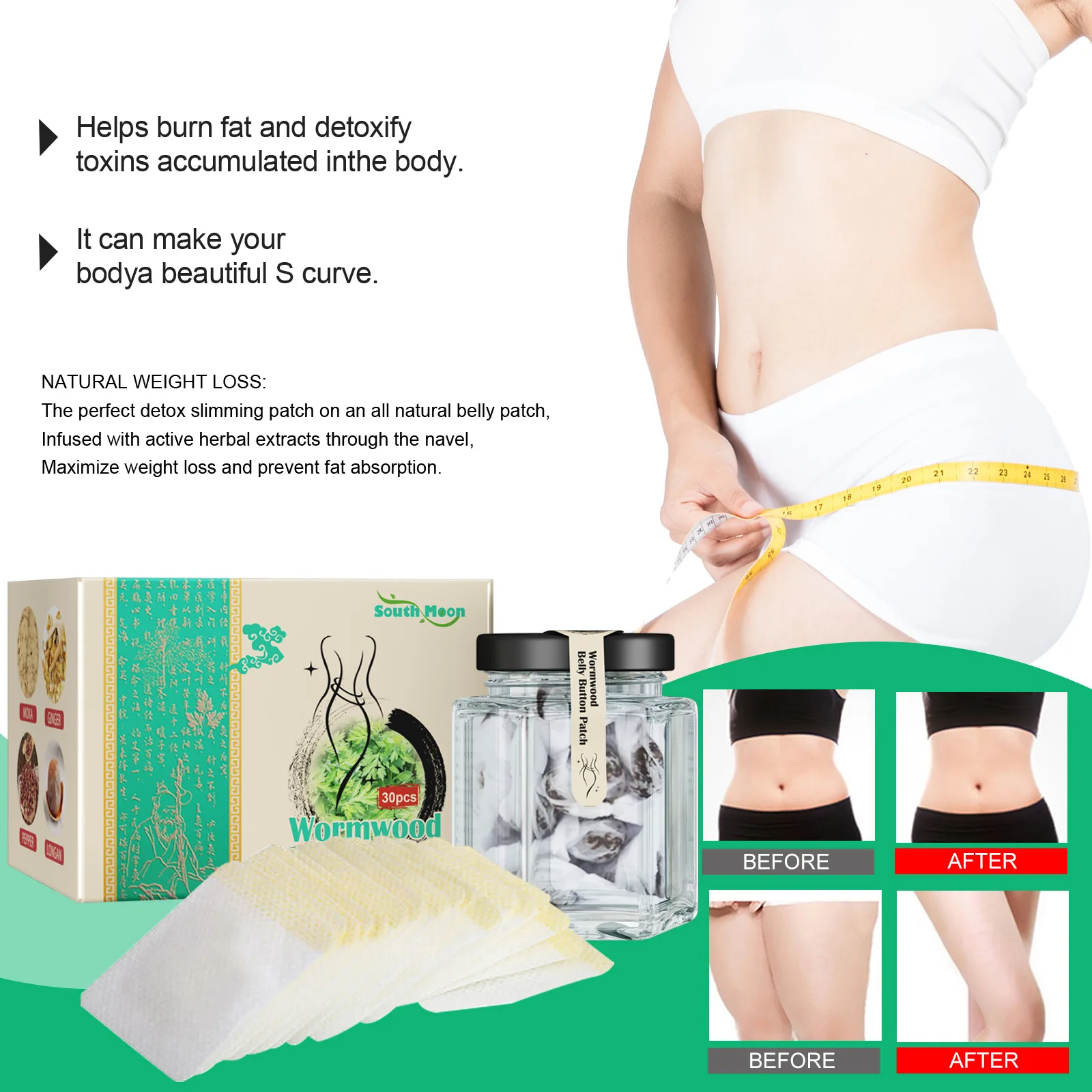 30pcs Reduce Belly Thigh Meat Slimming Body Sculpting Herbal Navel Pill Lazy Small Waist Show Body Wormwood Paste для похудения