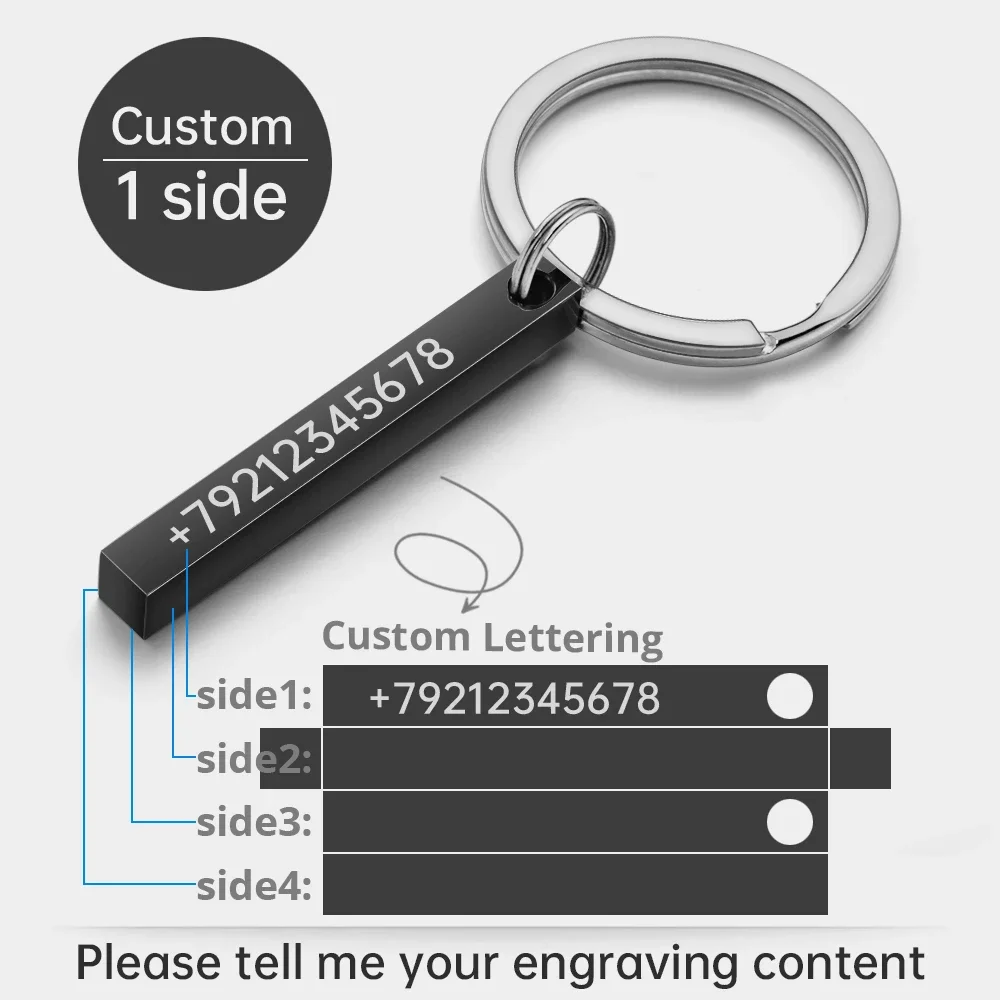3D Bar Edelstahl personalisieren Schlüsselanhänger Gravieren Text Name Datum Logo Schlüsselanhänger individuelle Schlüsselanhänger Ringe Weihnachtsgeschenk P039