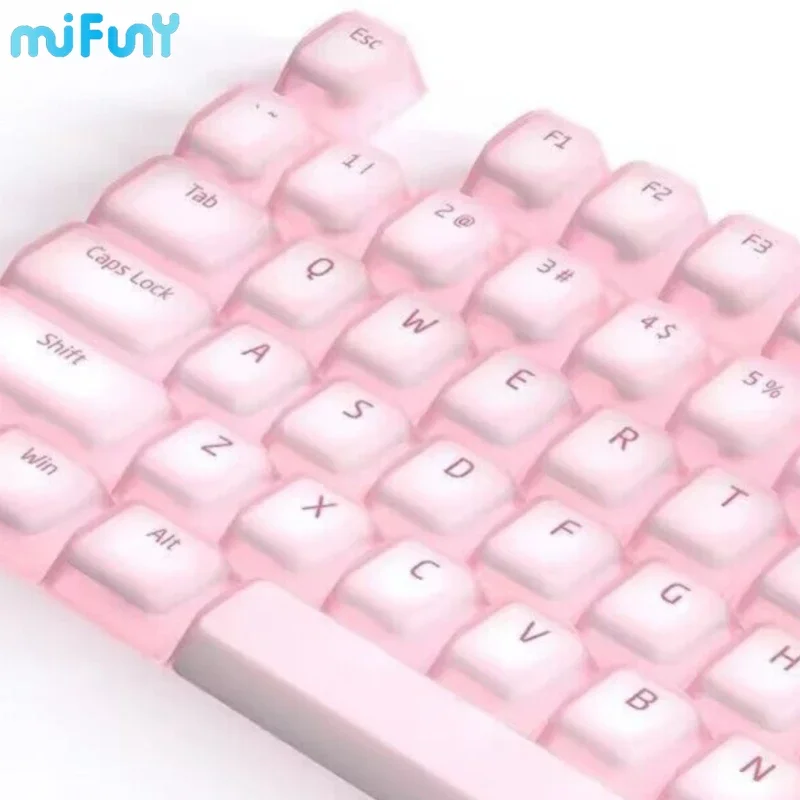 

MiFuny Silicone Keycaps 113-key Set PBT Translucent Soft Cherry Profile Keyboard Cap Pink Cute Key Cap Mechanical Keyboards Gift