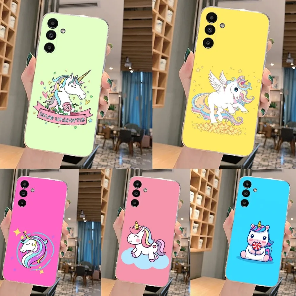 Pink Unicorn Rainbow Phone Case For Samsung Galaxy A71,70,52,51,40,31,A50,30S,21S,Note20ultra Transparent Cover